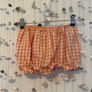 Orange and white gingham crop top